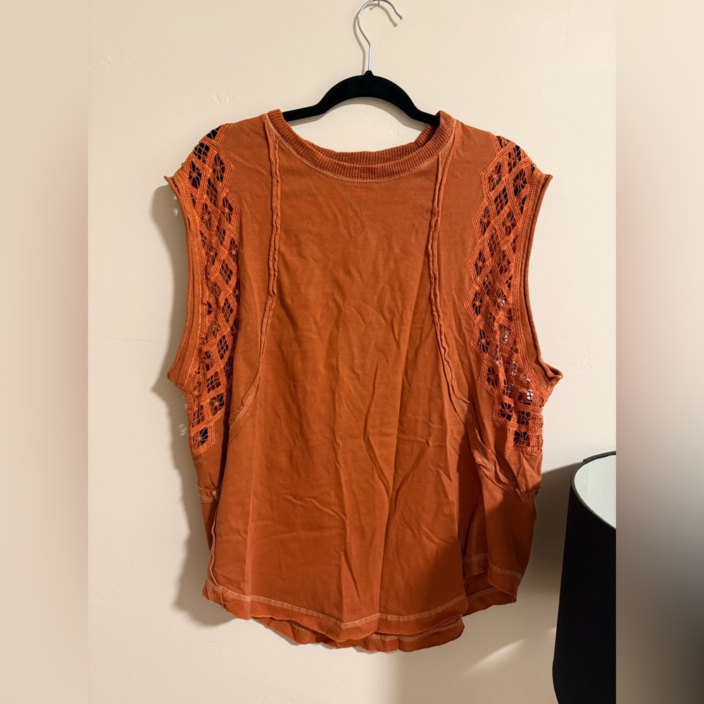 Free People Rust Lace Tank Top